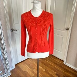 Tabitha Anthropologie Orange Button Up Sweater in Women’s Sz Small